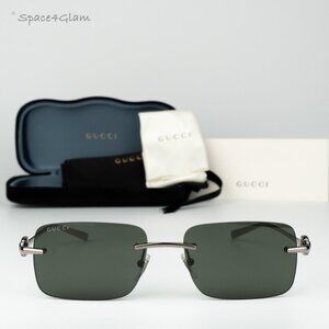 Gucci Men Sunglasses Ruthenium Grey Rectangle GG1703S 001 BRAND NEW